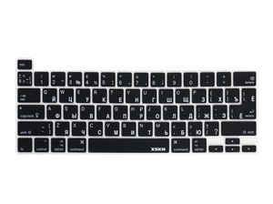 Cubiertas XSKN Russian/English Black Silicone Keyboard Cover Skin para 2020 MacBook Pro 13.3 pulgadas Bar táctil A2251 A2289 US y la versión de la UE