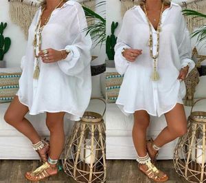 Capings 2021 Femmes lâches Cover ups Maillot de bain Robe de plage blanche Coton Kimono CoverUps pour le maillot de bain Woman11326616