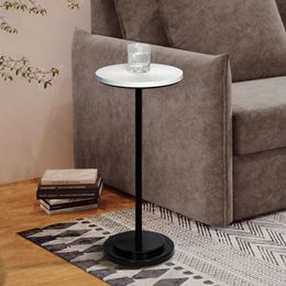 COVLON Boisson sculptée Table Martini Petite Table d'appoint, Salon, Chambre à Coucher, Moderne, Blanc et Noir