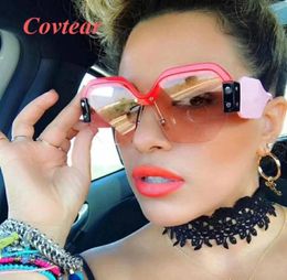 Covtear New Square Sunglasses Femme Brand Designer surdimensionné Vintage Femme Sunglasses Fashion Shades UV400 MA2176980815