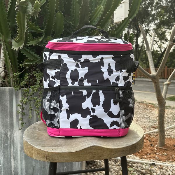 Mochila enfriadora de vacas Bolsas aisladas para picnic de viaje al aire libre de nailon 5 piezas / lote Almacén de EE. UU. Estilo occidental Accesorios para acampar familiares Estuche portador DOM1062003