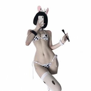 Costume de vache Cosplay Maid Tankini Maillot de bain Anime Bikini Set Filles Femmes Lingeire Vêtements Lolita Soutien-gorge et Panty Set Bas d2Et #