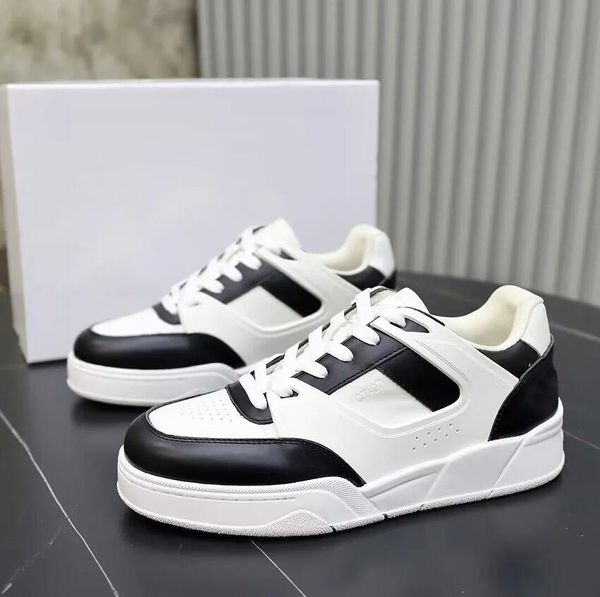 Vache en cuir à basse couture en lacets Chaussures décontractées chaussures de sport blanc noir gris gris bleu tissu doublure circulaire de créateurs de baskets