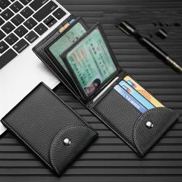 Cow Leather RFID Men Wallets Credit Card Holders Heren voor herenvergunning Wortel met mannelijke gespock pocket 225F289Y