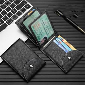 Cow Leather RFID Men Wallets Credit Card Holders Heren voor herenvergunning Wortel met mannelijke Clasp Pocket Purse225F350Z