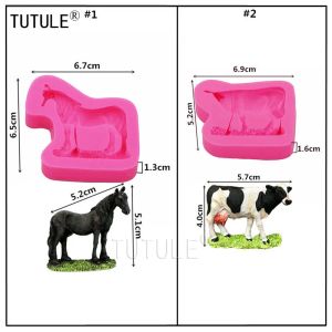 Moule de vache, moule à animaux de ferme - Moule de silicone à cheval, Fondant en résine d'argile en polymère, Mustang Pony Silicone Rubber Flexible Food SAFE