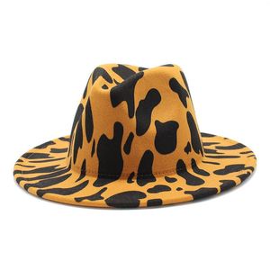 Chapeau en laine à motifs de vache pour enfants, version coréenne automne et hiver, style ins Harajuku, chaleur rétro, chapeau de cowboy à bord plat occidental, chapeau haut de forme