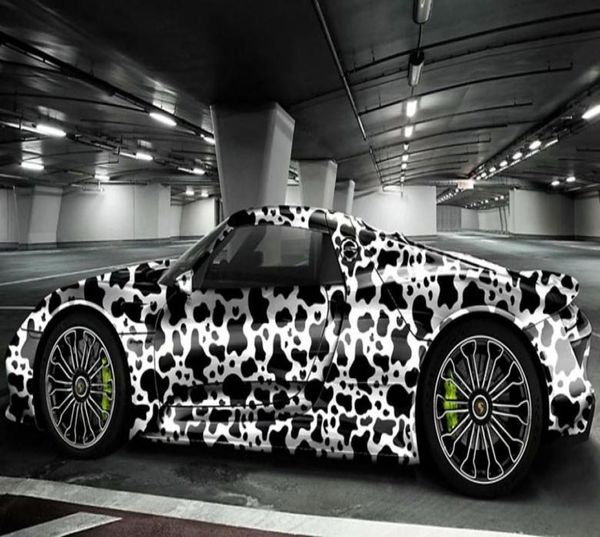 Pegatina de vinilo de camuflaje blanco y negro con estampado de vaca, lámina protectora para coche con expulsión de aire, película adhesiva DIY Wrapping4785020