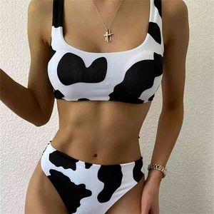 Vache imprimer taille haute Bikinis maillots de bain femmes jambe Bikini ensemble maillots de bain printemps été femme maillot de bain maillots de bain 210621