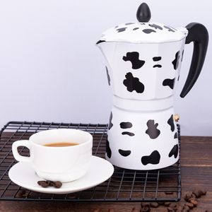Cafetera con estampado de vaca Aleación de aluminio Moka Pot Espresso Mocha Latte Percolator R9JC 210330