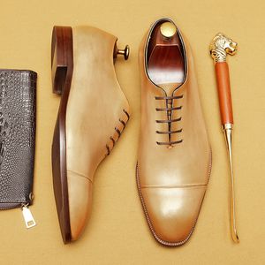 Koekwaliteit echte handgemaakte heren comfortabel echte formele leerontwerper bruiloftsbedrijf Oxfords schoenen 130