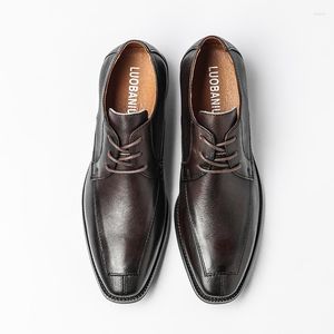 Koe Echte 247 Schoenen Lente Jurk Casual Leer Heren Formeel Zakelijk Wedge Bruiloft Loafers Vintage Britse Veterschoenen Oxfords Werk 428