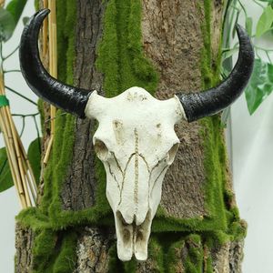 Koe schedelhoofd hanglagige muur hangende longhorn koe schedel hoofd ornament beeldjes ambachten mode nostalgisch voor huis Halloween decor 240426