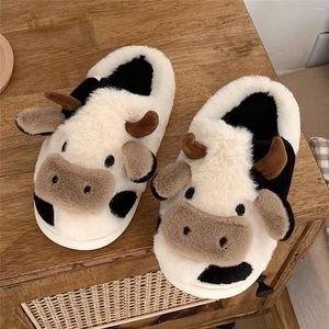 Vache femmes 492 pantoufles d'hiver maison sandales moelleuses femme chaussures en peluche tongs pour hommes mignon intérieur confortable diapositives de dessin animé 5 Comtable