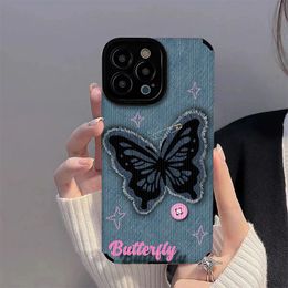 Cowboy Butterfly Pattern Creative Phone Case pour iPhone 15 14 13 11 12 Pro Max 7 8 Plus X XS MAX XR ACCESSOIRES DE COUVERTURE DE BACK SOFT ACCESSION