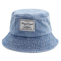 Cubo de mezclilla de mezclilla Hat Mujeres Hombres Men Panamá al aire libre Hop Hop Retro Washed Fisherman Street Merchandise H240410