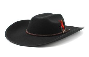 Cowboy Fedora Hat With Feather Filter hoeden Fedoras Vrouwen Men Trilby brede rand Caps Autumn Winter Large Jazz Top Cap 20238396034