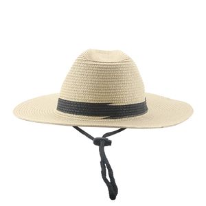 Sombrero de vaquero Sombreros de playa para mujeres Hombres Gorras Sombreros de paja de vaquero occidental de Panamá Sombrero para el sol Playa Cuerda a prueba de viento Casual Nuevo Chapeau Femme