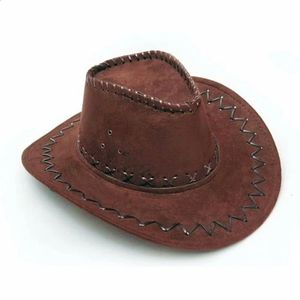 Cowboyhoed Suède Look Wild West Fancy Dress Heren Dames Cowgirl Unisex Hoed groothandel Drop 240119