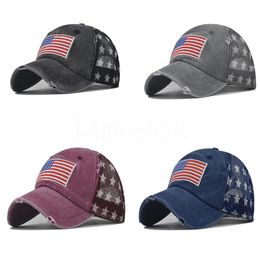 Chapeaux de cowboy Trump American Baseball Caps lavé en détresse Flags Stars Mesh Cap Sunshade Party Hat DD218