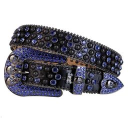 Cowboy hommes ceinture cloutée noire amovible grande boucle de ceinture de crâne saphir cowgirl bling ceinture en strass pour usine de jeans wholale3968523