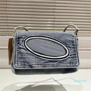 Bolso de vaquero para axila, bolso de lona vaquera azul, bandolera, bolso de cubo, accesorio dorado, bolsas de mensajero decorativas