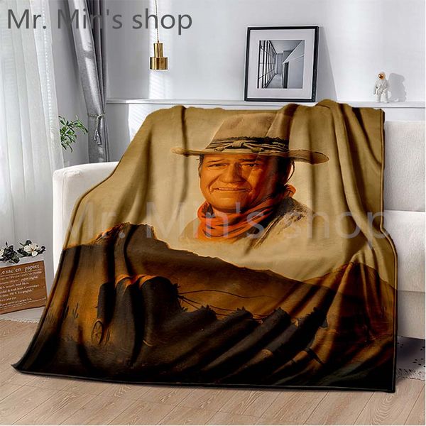 Cowboys John Wayne Lanza una manta de franela Super Soft Four Seasons Modern Line Art Sherpa Blanket Bedspread Travelshipship