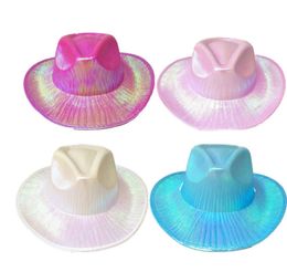 Cowgirl Hat Iridescentie Glitter Party Supplies Cowboy Pink Pearl Cornice Hats For Women Kids Party 20220107 T25272015
