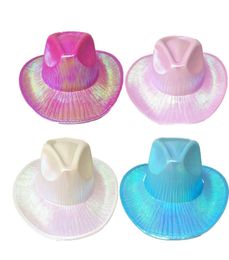 Chapeau de Cowgirl irisé paillettes fournitures de fête Cowboy rose perle corniche chapeaux pour femmes enfants fête 20220107 T23089510