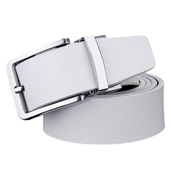 Ceinture de luxe en cuir de vache pour hommes, sangle de taille en cuir, boucle ardillon, ceintures en cuir véritable blanc pour hommes, pantalons, Ceinture 240311