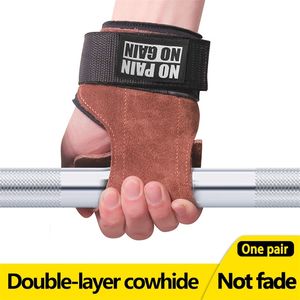 Gants de gymnastique en cuir de vachette poignées antidérapantes poids ceinture de puissance coussinets de levage Deadlift entraînement Crossfit Fitness Protection de la paume 220812