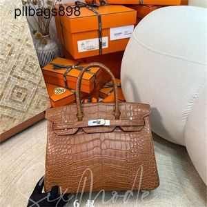 Sac à main à la vache Brkns en cuir véritable crocodile Misty Bk30 Oncle Wax Gold Brownlqkr7r9h