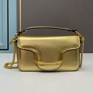 Bolsos de piel de vaca Bolso bandolera Bolsos de hombro Monedero de mano Mujeres Cadena de metal deslizante de alta calidad Correas de hombro Correa de mano extraíble Solapa Bolsos cruzados