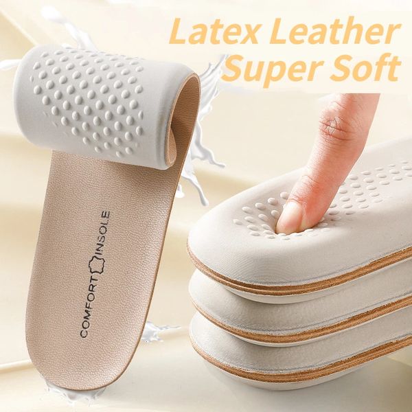 Semelles intérieures en cuir de vache, chaussures de sport en Latex pour Support de voûte plantaire, coussinets de chaussures absorbant les chocs, 240321