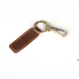 Porte-clés en peau de vache pendentif fête faveur rétro hommes porte-clés en métal sac de voiture décoration porte-clés bricolage cadeau créatif LJJA12731