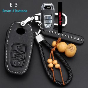 Cowhide Leather Car Key Case voor Audi A4, A5, A6, A7, A8, Q3, Q5, Q7 Auto Metal Sleutel Rings Cover Sets Modieuze en innovatieve geschenken