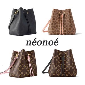 Cowhide lederen neonoe emmer Drawstring Designer M44020 M45256 Dameshoenkoppelingszakken Cross Body Schouder Travel Toes 2 Maten met riemtashandtas