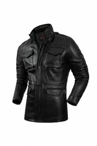 peau de vache m65 chasse manteau en cuir véritable coupe-vent en cuir pour hommes veste lg moyenne manteau en cuir de moto 62tf #