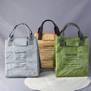 Cowhide papieren zak isolatie tas minimalistische handtas waterdicht en oliebestendig lunchbox tas
