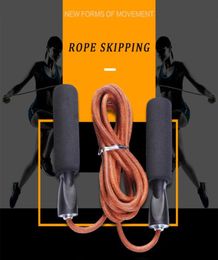 Koeienhuid Touw leer Skip Rope Cord Snelheid Fitness Aerobic Springen Oefenapparatuur Verstelbare Skipping Sport Springtouw6588202