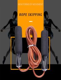 Koeienhuid Touw leer Skip Rope Cord Snelheid Fitness Aerobic Springen Oefenapparatuur Verstelbare Skipping Sport Springtouw5357445