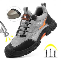 Cowhide Safety Shoes Breathable Work Shoes Steel Toe Anti Smash Safety Boots Fashion Work Sneakers Men Work Boots onverwoestbaar 240504