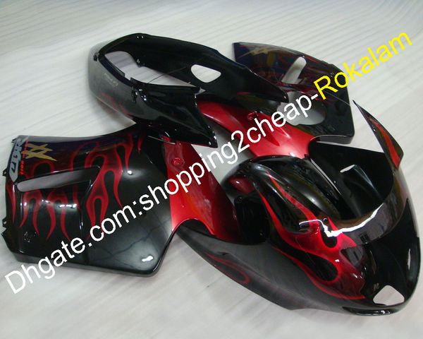 Kit de carenado para Honda CBR1100XX Blackbird 1996 ~ 2007 CBR 1100 XX Red Flame Black Body Work Juego completo de carenado (moldeo por inyección)