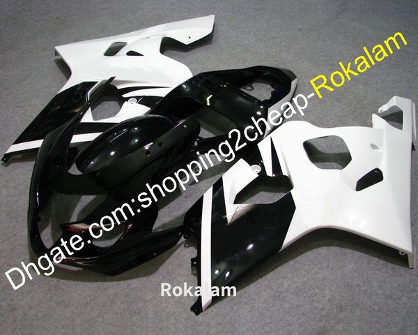 Capots pour Suzuki GSX-R 600/750 2004 2005 Pièces GSXR600 GSXR750 Carénages de moto en plastique ABS blanc noir K4 04 05 (moulage par injection)