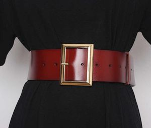 Cowskin Patent Leather Brede tailleband Vrouwen Brandontwerper Gewoon lederen Corset -band Vrouwelijke vintage winterjurken riemen Q06252729645