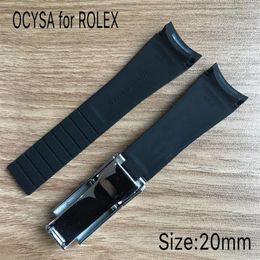 Sangle en caoutchouc de marque COYSA pour les bracelets de montres imperméables de Rolex Sub 20 mm Soft Durable Watchs Bands avec acier d'origine 258b