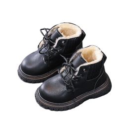 Gezellige pluche voering Kinderen Snow Boots Anti-Skid zachte bodem met een greepachtig materiaal Baby Toddler Boys Girls Winterschoenen E08061