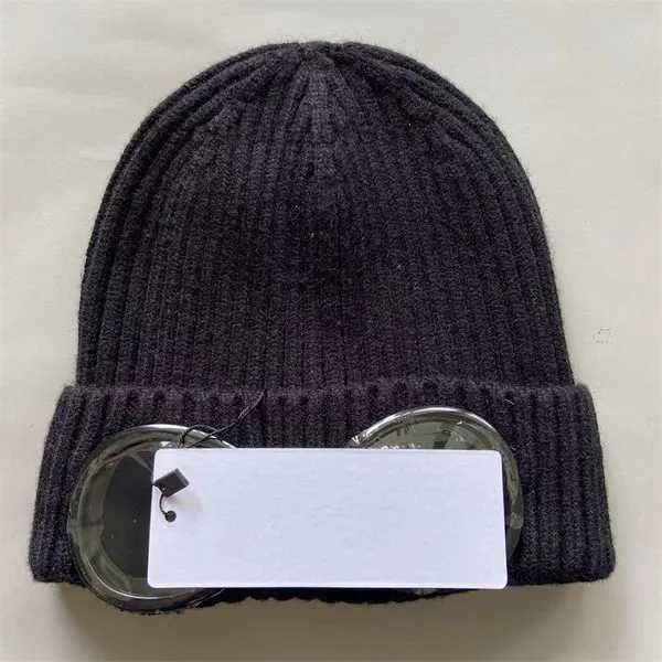 Cp Comapny Gorro de diseñador Dos lentes Gafas Gorros Hombres Gorros de punto Gorros de calavera Mujeres al aire libre Gorro de invierno Uniesex Gorro negro gris 5 RFRQ