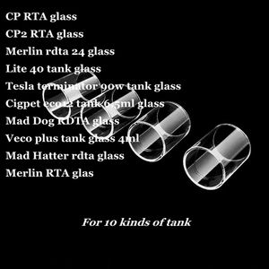 CP CP2 Merlin RTA RDTA 24 Lite 40 Tank modin 25 Cigpet eco 12 Mad Dog Veco plus 4 ml Mad Hatter Pyrex Tube de verre de remplacement