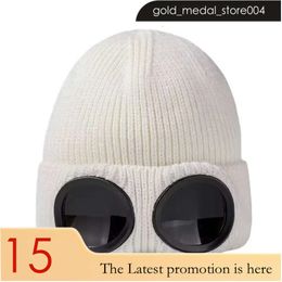 CP Hat Goggle CP Beanie Sombreros de diseñador para hombres Gorro de lana de punto acanalado Dos lentes Gafas Gorros de calavera Lana Gira hacia arriba Sombrero de invierno Esquí 304